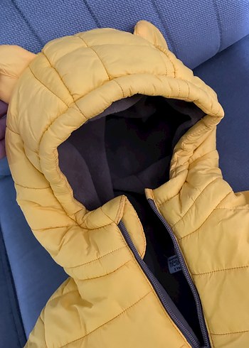 Kapüşonlu Sarı Erkek Çocuk Mont - Görsel 2