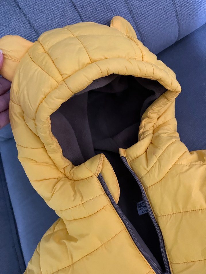 Kapüşonlu Sarı Erkek Çocuk Mont - Görsel 2