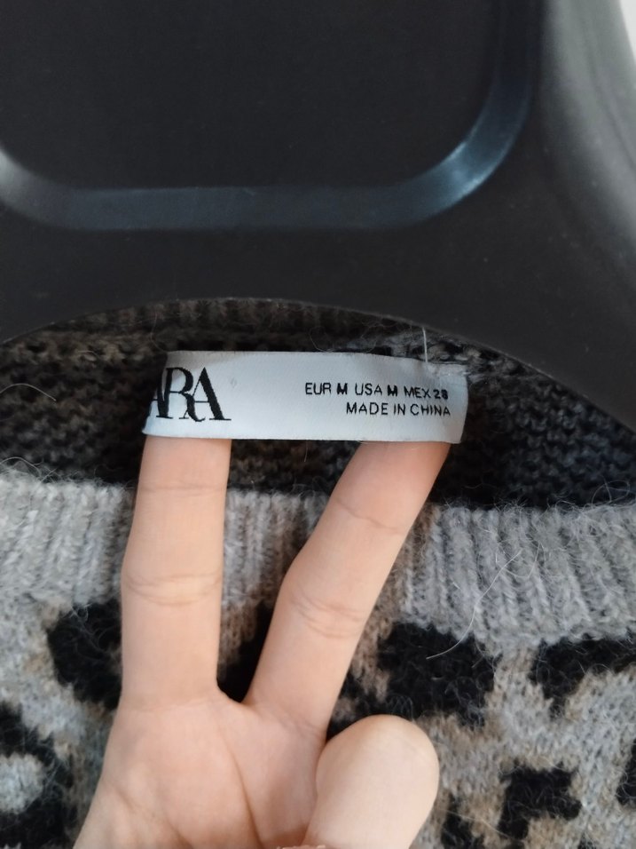 Zara Leopar Desenli Crop Kazak - Görsel 5