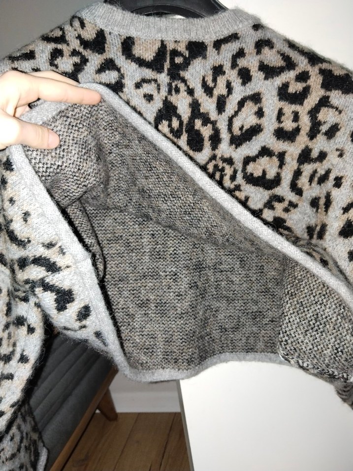 Zara Leopar Desenli Crop Kazak - Görsel 4