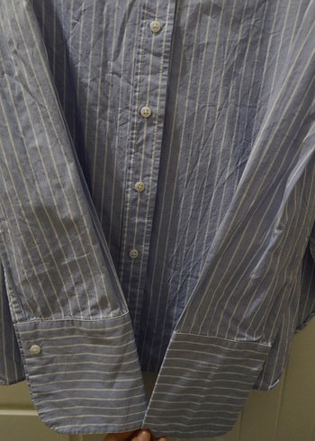 Düşük yaka çizgili kadın gömlek - Görsel 3