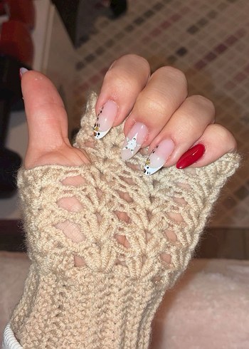 Dantel Detaylı Krem Örgü Eldiven - Görsel 3