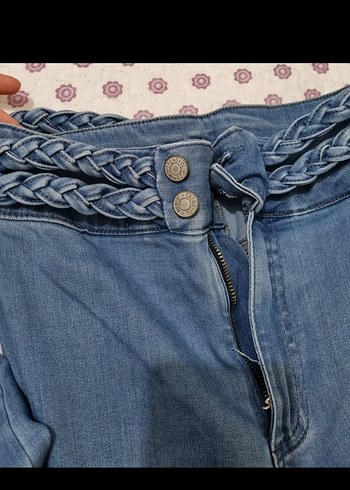 Kadın Mavi Kemerli kot - Görsel 2