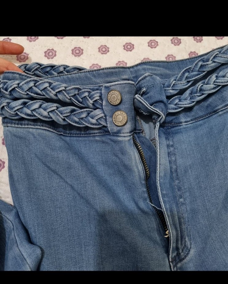 Kadın Mavi Kemerli kot - Görsel 2