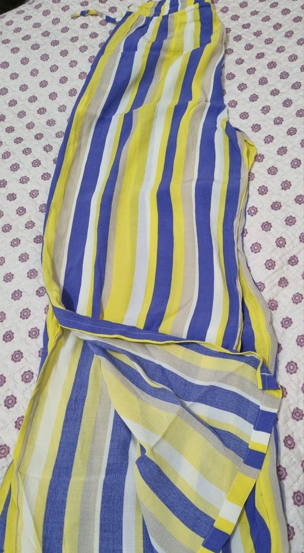 Bohem Çok Renkli Pilili Kadın Pantolon - Görsel 2