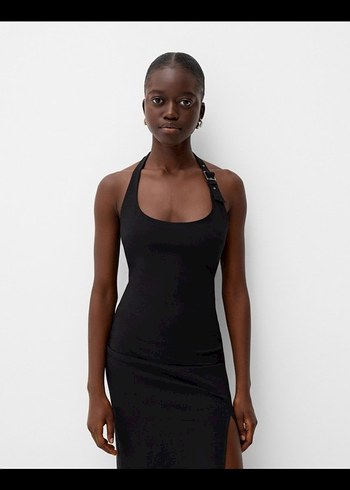 Siyah Halter Yaka Uzun Elbise - Görsel 2