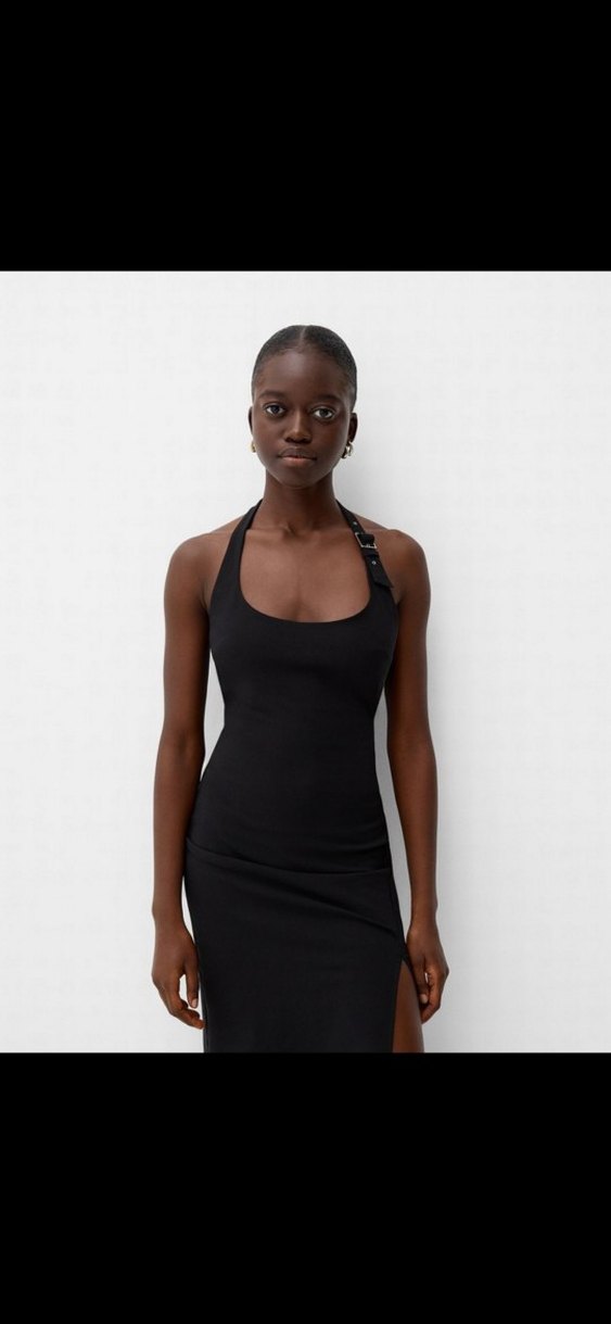 Siyah Halter Yaka Uzun Elbise - Görsel 2