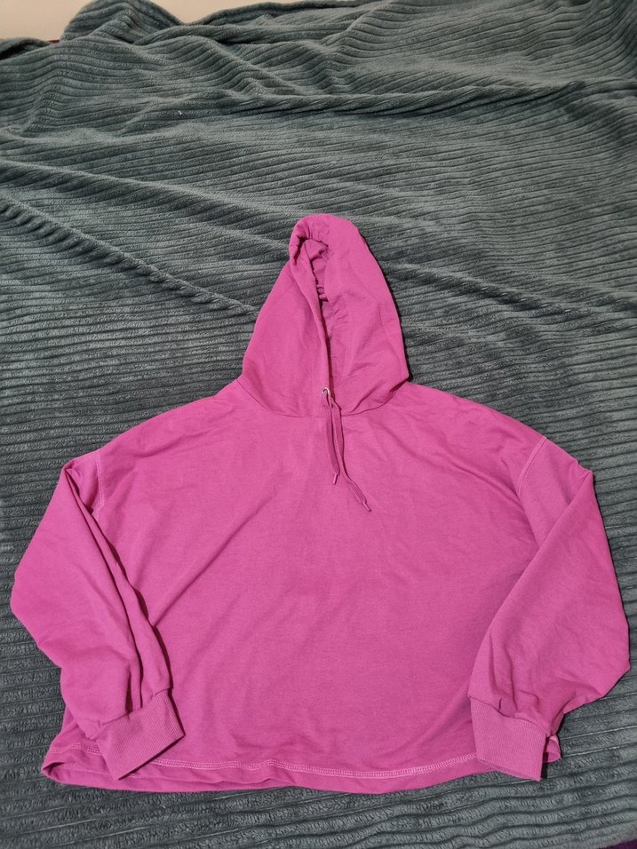 kadın kapüşonlu crop sweatshirt - Görsel 4