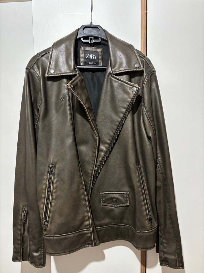 Erkek Kahverengi Deri Ceket - Görsel 2