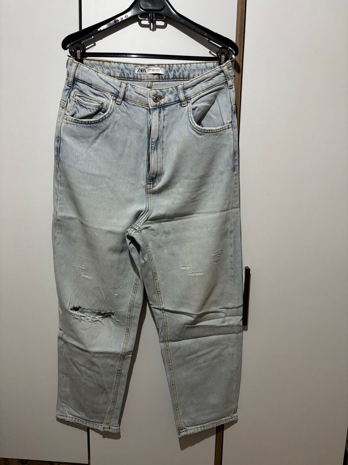 Kadın Gri Denim Midi Kot Pantolon - Görsel 4