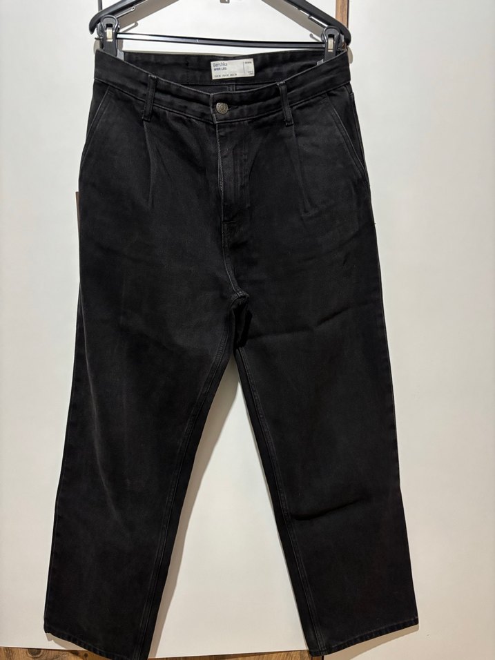 Siyah Salaş Kesim uzun Kot Pantolon - Görsel 2