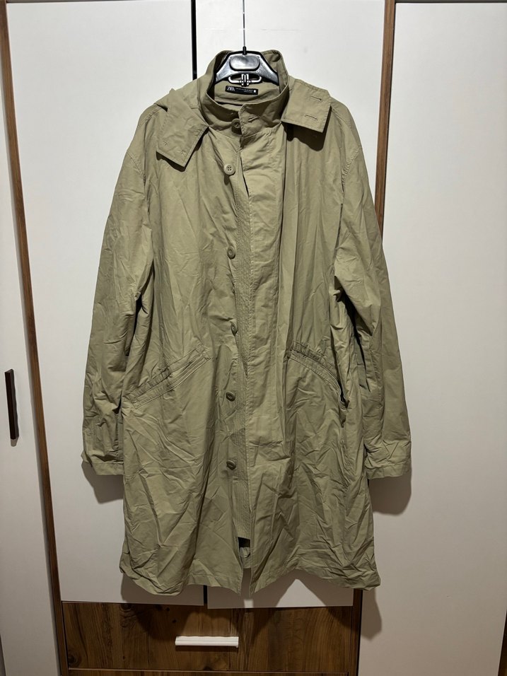 Bej Düğmeli Erkek Trençkot - Görsel 3