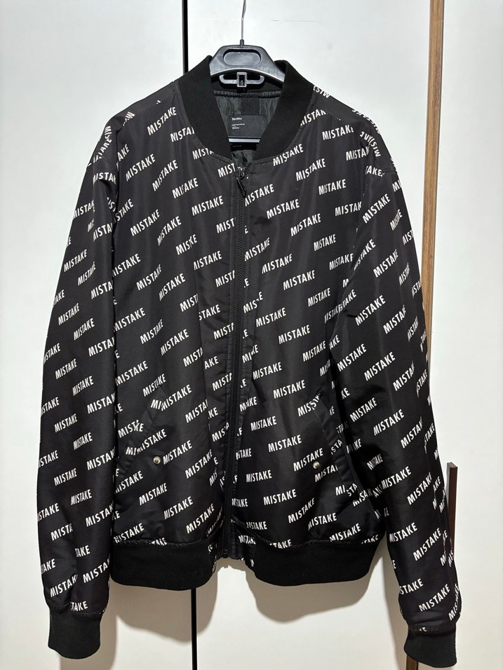 Siyah Baskılı Erkek Bomber Ceket - Görsel 2