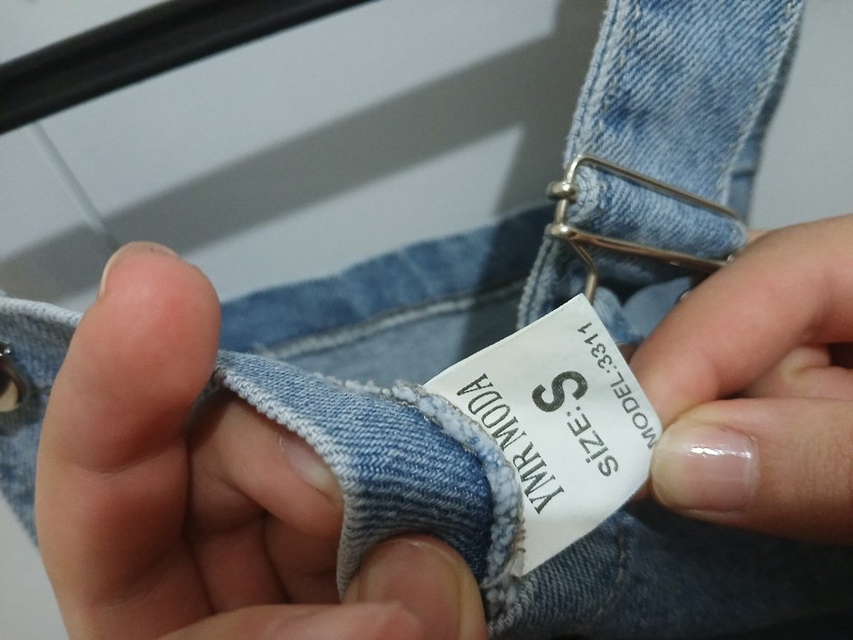 Mavi Kot Midi Askılı Elbise - Görsel 2