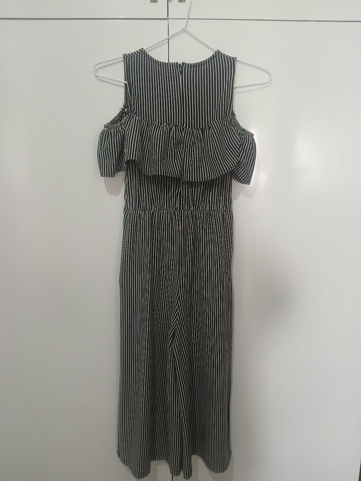 Kadın Gri Çizgili Uzun Tulum - Görsel 2