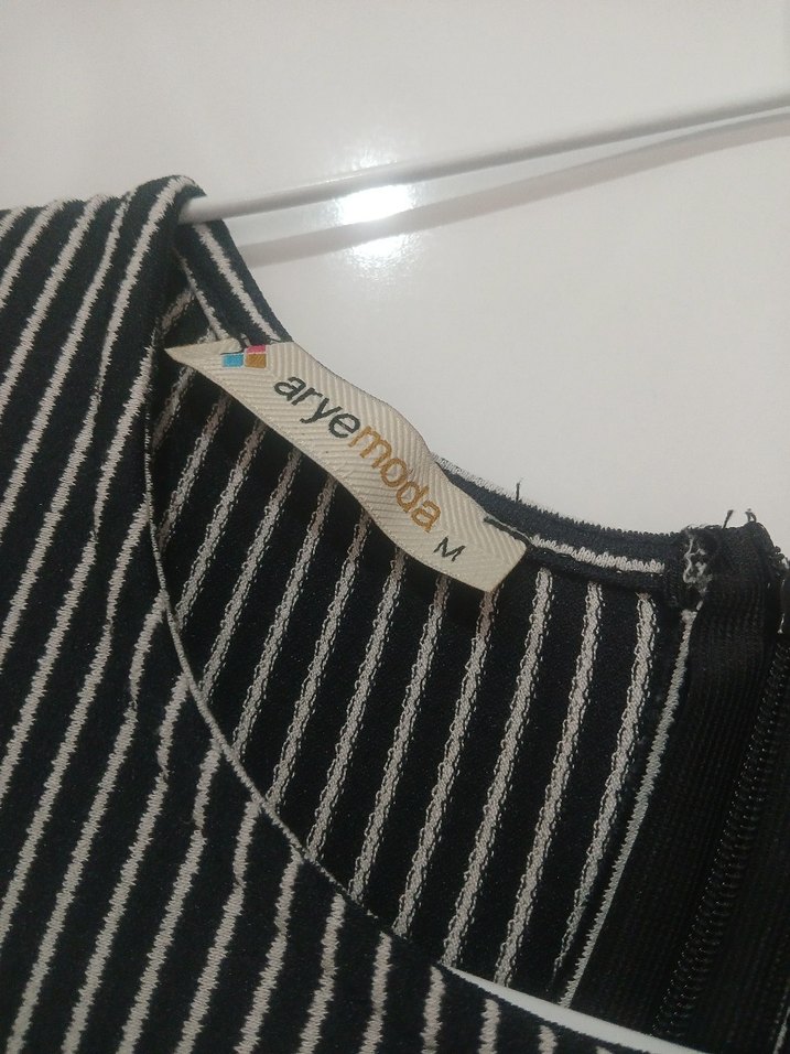 Kadın Gri Çizgili Uzun Tulum - Görsel 3