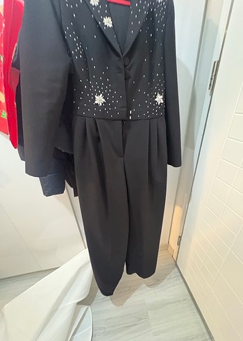 1 kere giyildi adil ışık Nakışlı Siyah Uzun Kollu tulum - Görsel 4