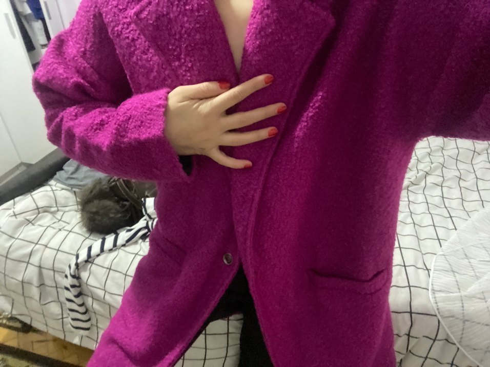 Pembe Midi Boy Düğmeli Kadın Kaban - Görsel 2