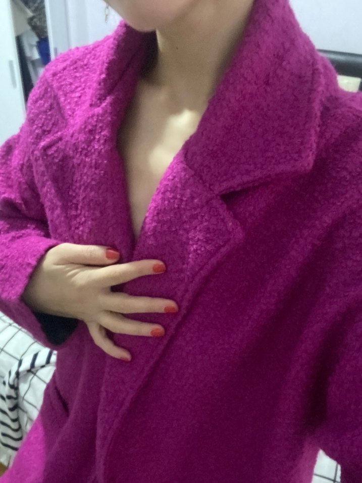 Pembe Midi Boy Düğmeli Kadın Kaban - Görsel 3