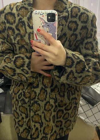 Kahverengi Leopar Desenli Kadın Kaban - Görsel 2