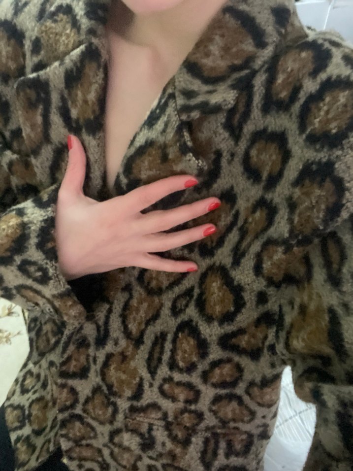 Kahverengi Leopar Desenli Kadın Kaban - Görsel 3