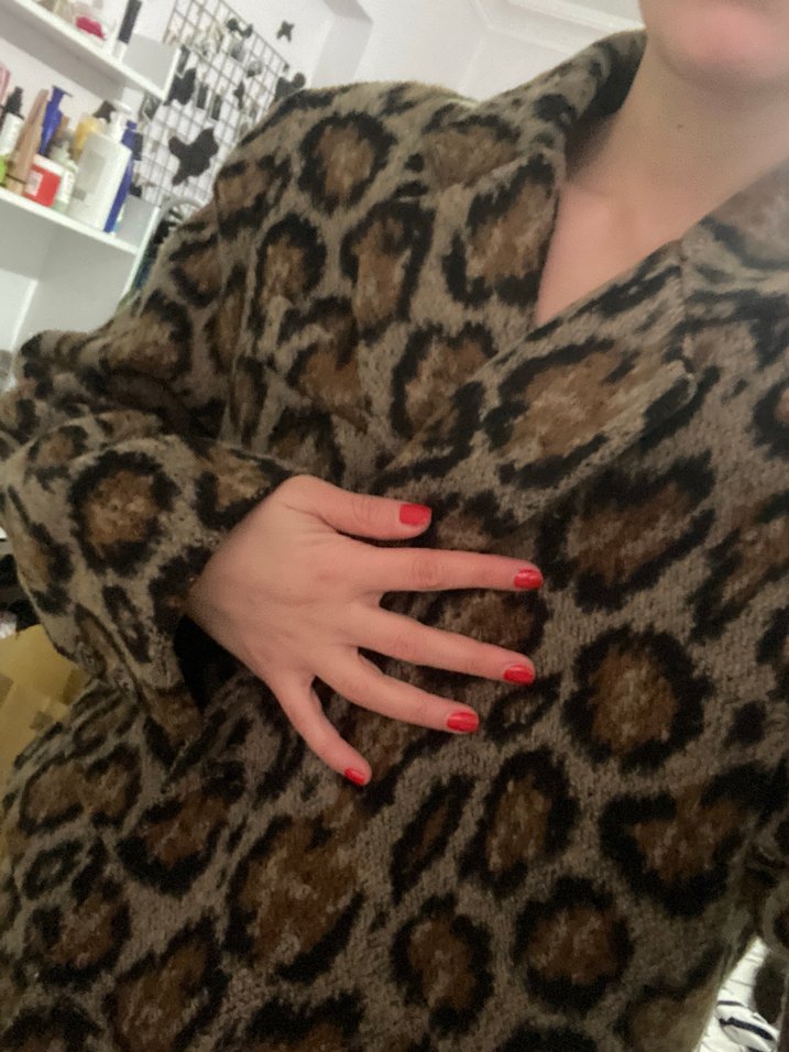 Kahverengi Leopar Desenli Kadın Kaban - Görsel 4