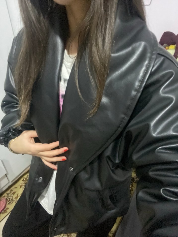 Siyah Parlak Deri Midi Ceket - Görsel 3