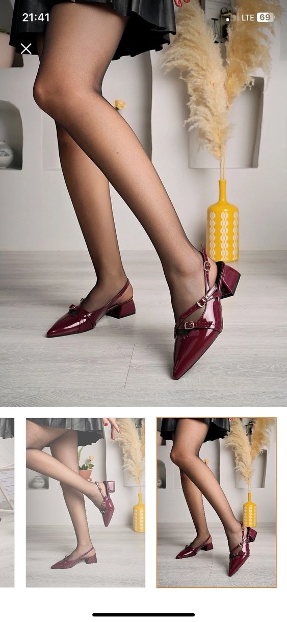 Bordo Tokalı Kadın Topuklu Ayakkabı - Görsel 2