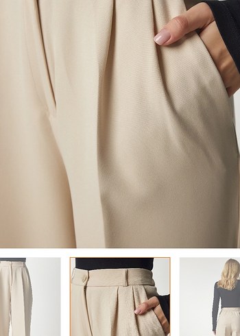 Bej Kadın Kumaş Pantolon, Normal Boy, Regular Fit - Görsel 2