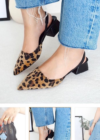 Kahverengi Leopar Desenli Kadın Topuklu Ayakkabı - Görsel 2