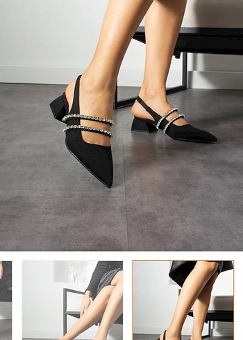 Siyah Taşlı Stiletto Kadın Abiye Ayakkabı - Görsel 3