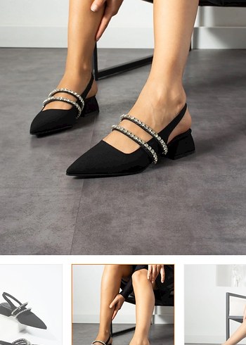Siyah Taşlı Stiletto Kadın Abiye Ayakkabı - Görsel 2