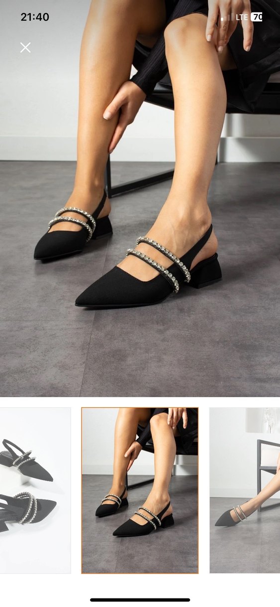 Siyah Taşlı Stiletto Kadın Abiye Ayakkabı - Görsel 2