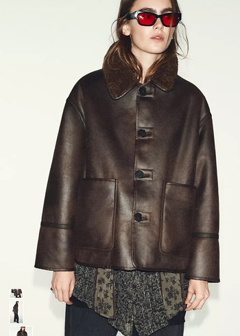 Kahverengi Peluş Kadın Ceket - Görsel 3