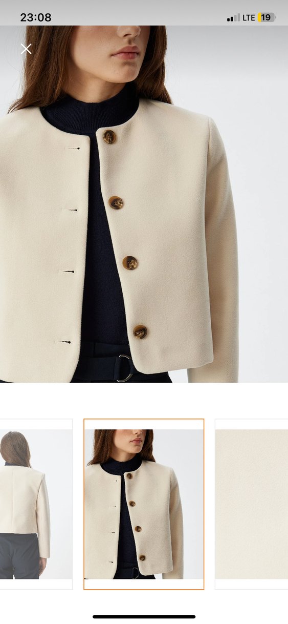 Bej Kadın Midi Boy Düğmeli Ceket - Görsel 3