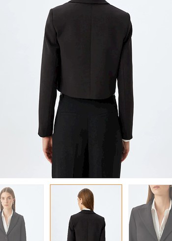 Düğmeli Siyah Kısa Kadın Blazer Ceket - Görsel 4
