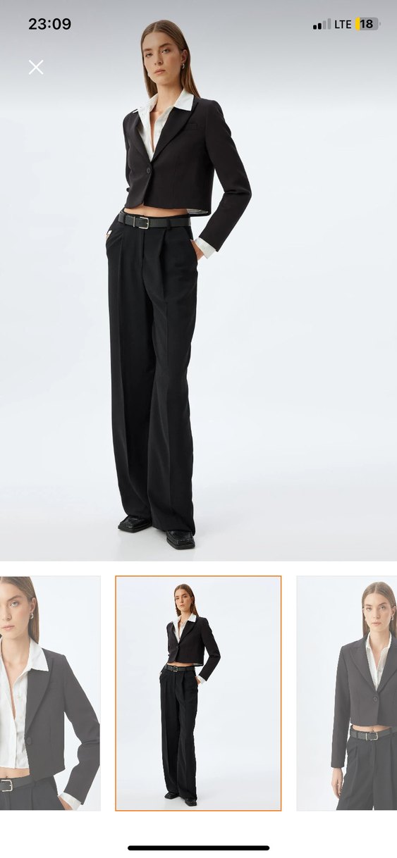 Düğmeli Siyah Kısa Kadın Blazer Ceket - Görsel 2