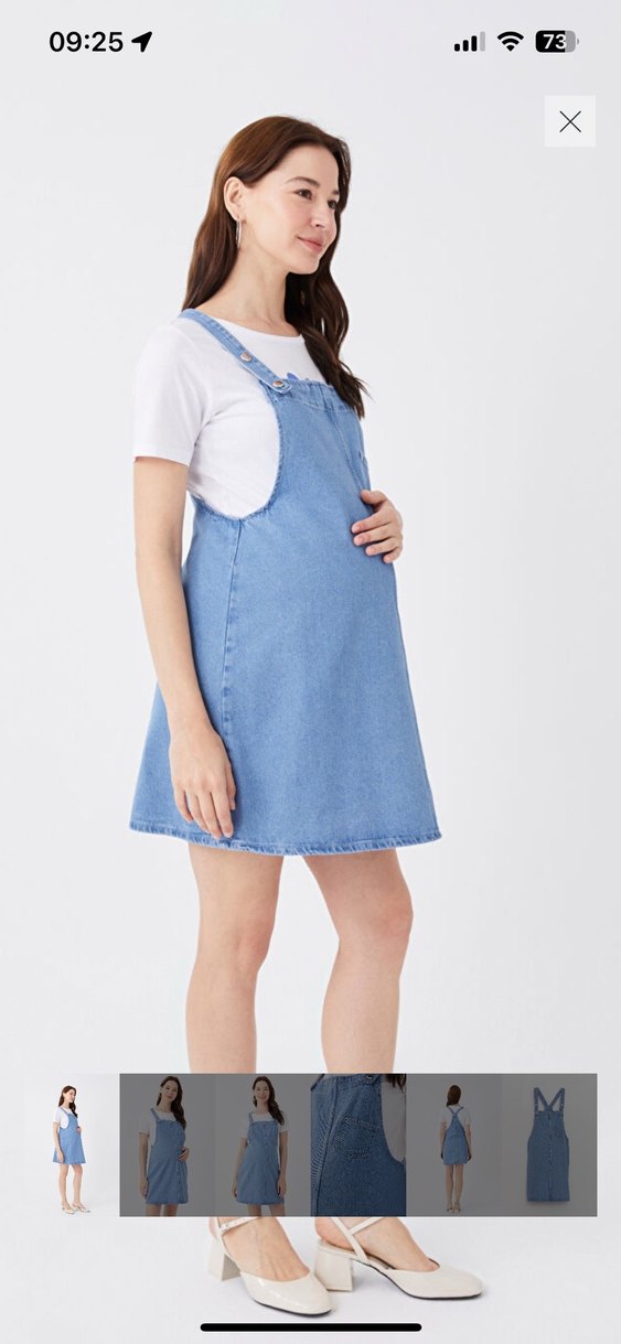 LCW Mavi Jean Kadın Salopet Hamile Elbisesi - Görsel 3