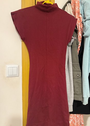 Bordo Midi Elbise - Görsel 2