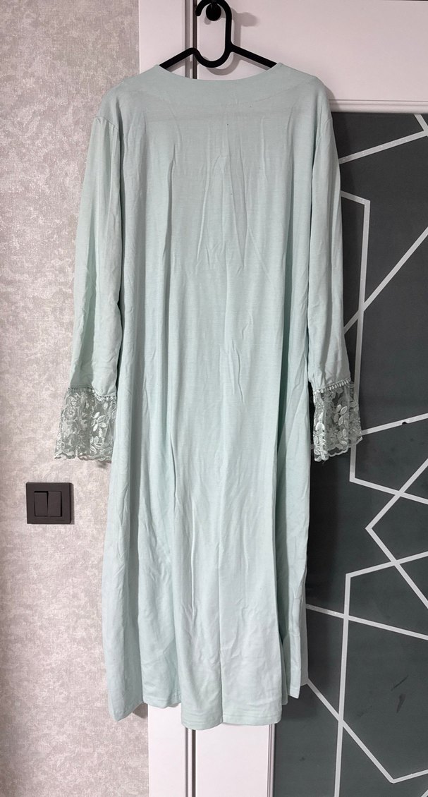 Nakışlı Uzun Turkuaz hamile Elbise - Görsel 5