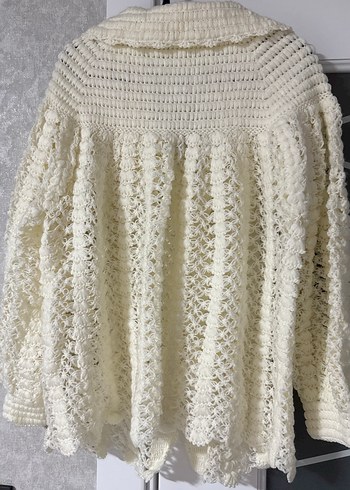 Bohem Tarz Beyaz Örgü Hamile Hırka - Görsel 4