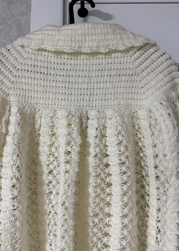 Bohem Tarz Beyaz Örgü Hamile Hırka - Görsel 3