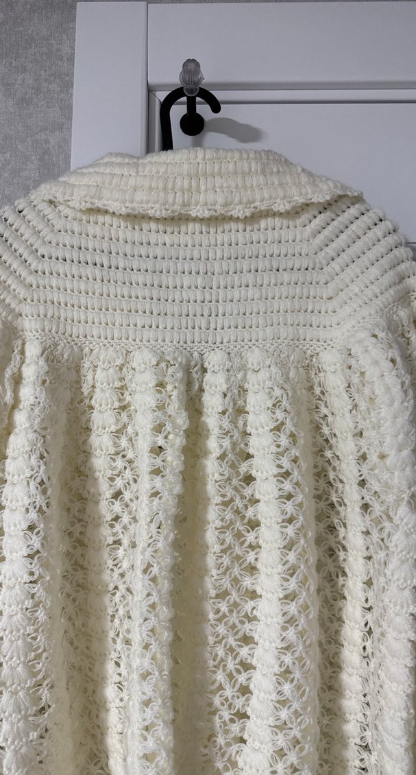 Bohem Tarz Beyaz Örgü Hamile Hırka - Görsel 3