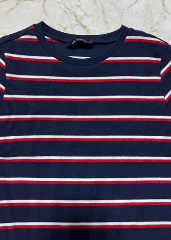 Çizgili Kısa Kollu Uzun Kadın Elbise - Görsel 2