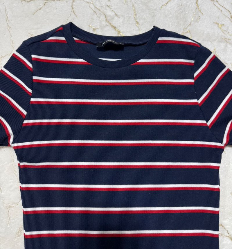 Çizgili Kısa Kollu Uzun Kadın Elbise - Görsel 2