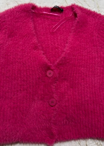 Pembe Mini Triko Kadın Hırka - Görsel 2