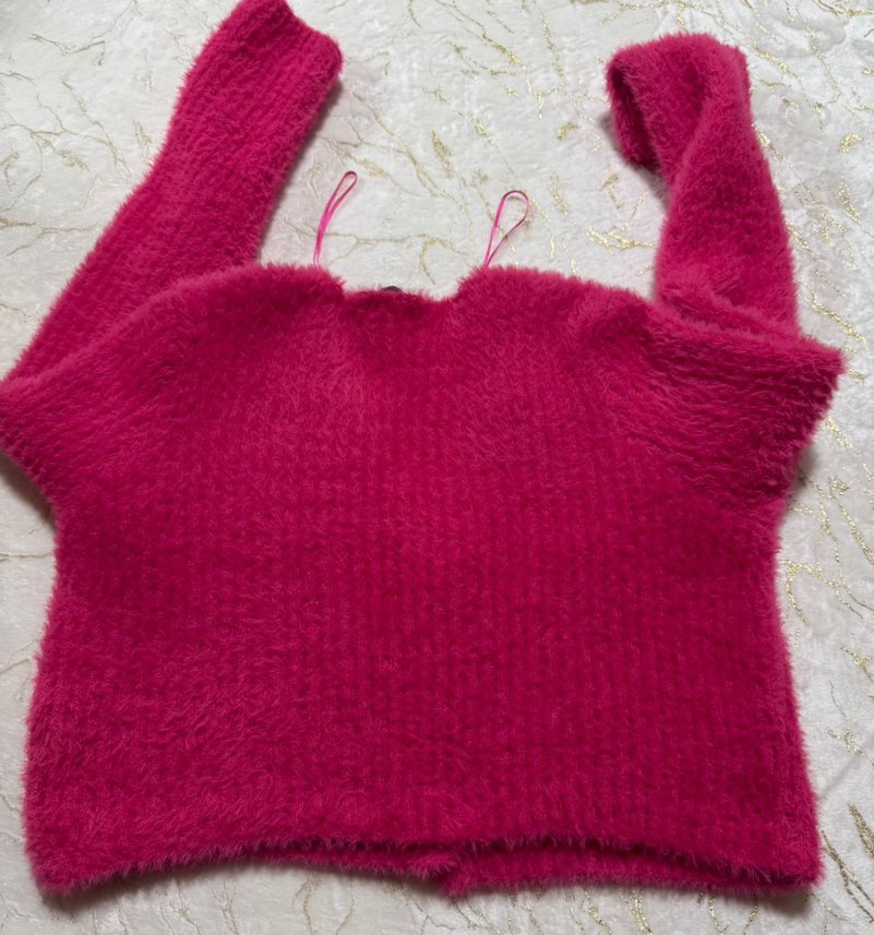 Pembe Mini Triko Kadın Hırka - Görsel 4