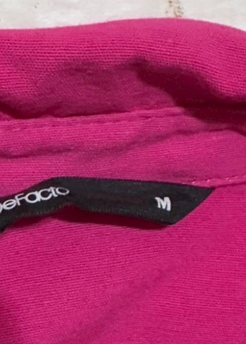 Düğmeli Pembe Keten Kadın Gömlek - Görsel 3