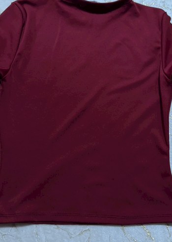 Bordo Uzun Kollu Basic Kadın Tişört - Görsel 4