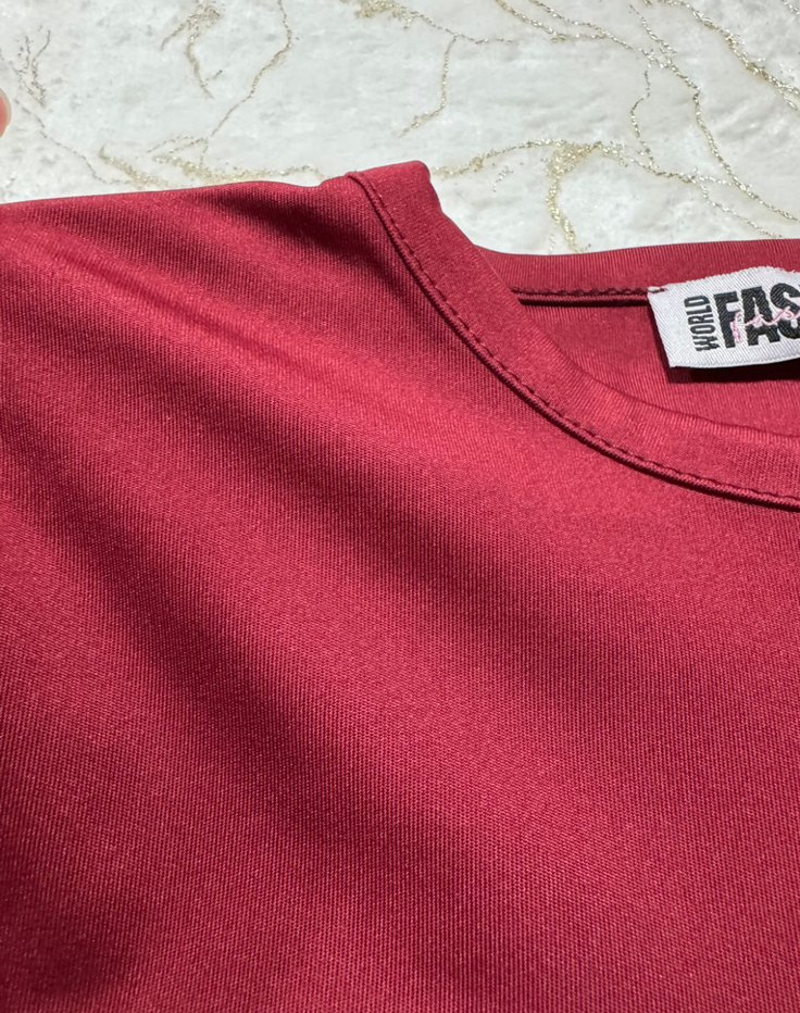 Bordo Uzun Kollu Basic Kadın Tişört - Görsel 3